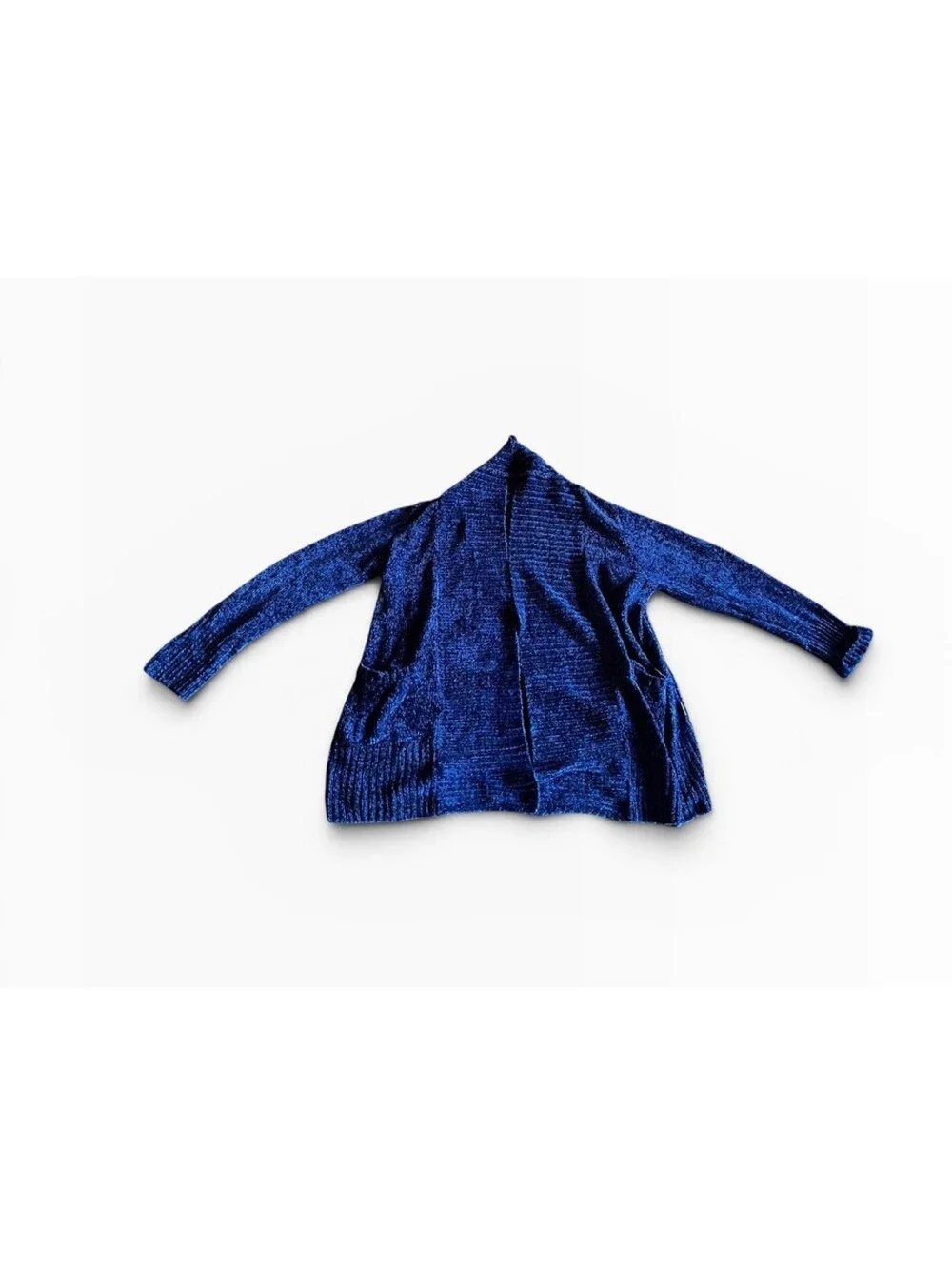 Orvis Chenille Sweater Med Navy Blue Crewneck Soft Knit (Fits M/L) Cozy Ribbed